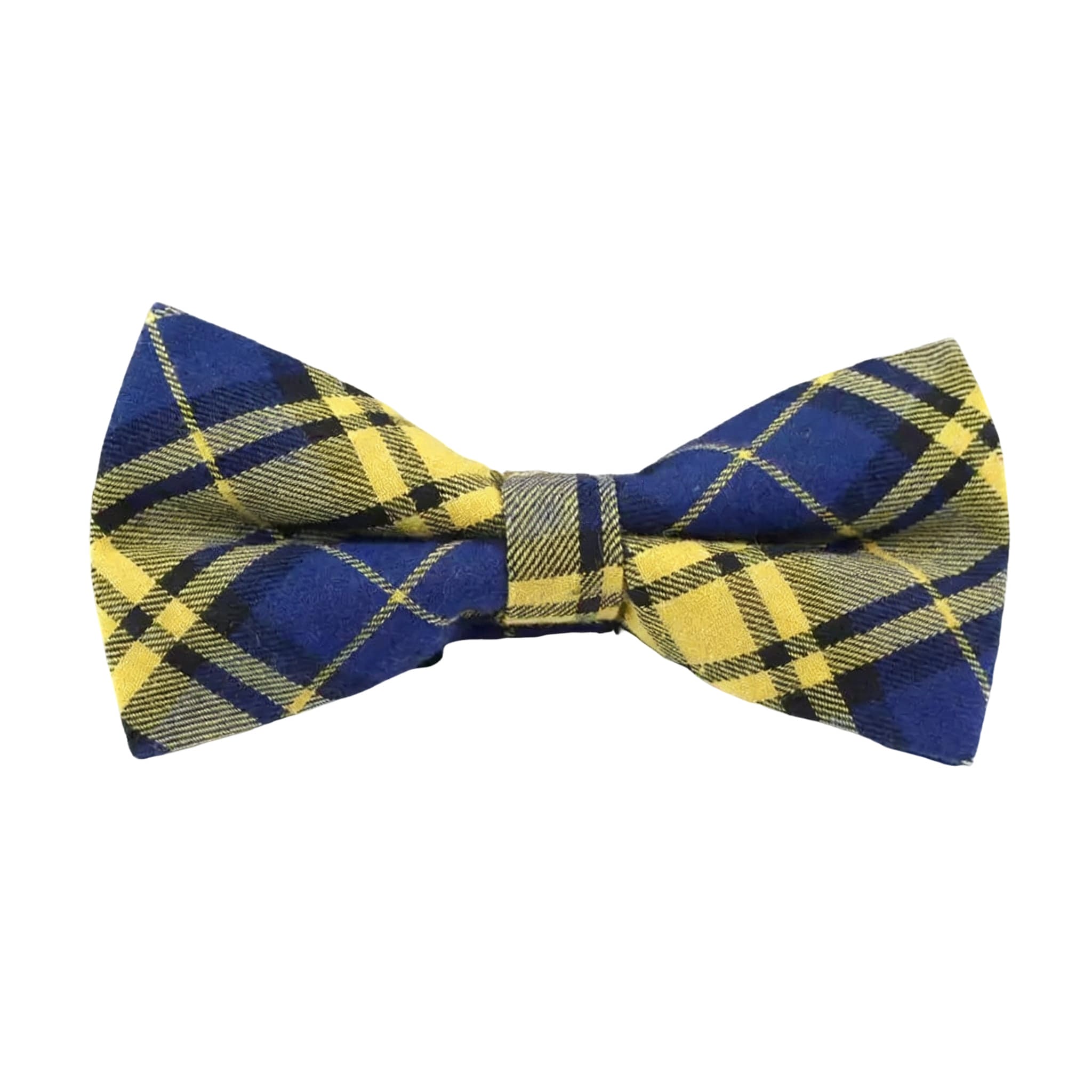 Blue Yellow Plaid Bow Tie