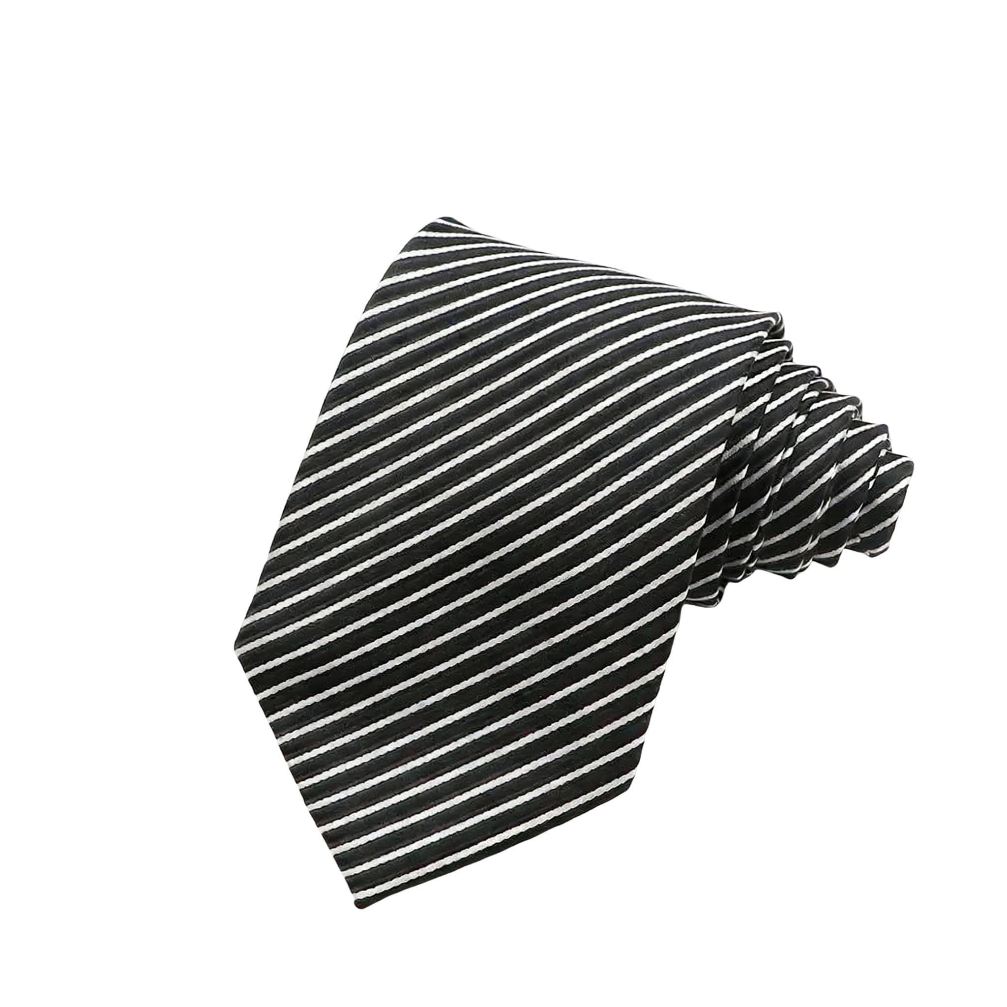 Black White Striped Necktie