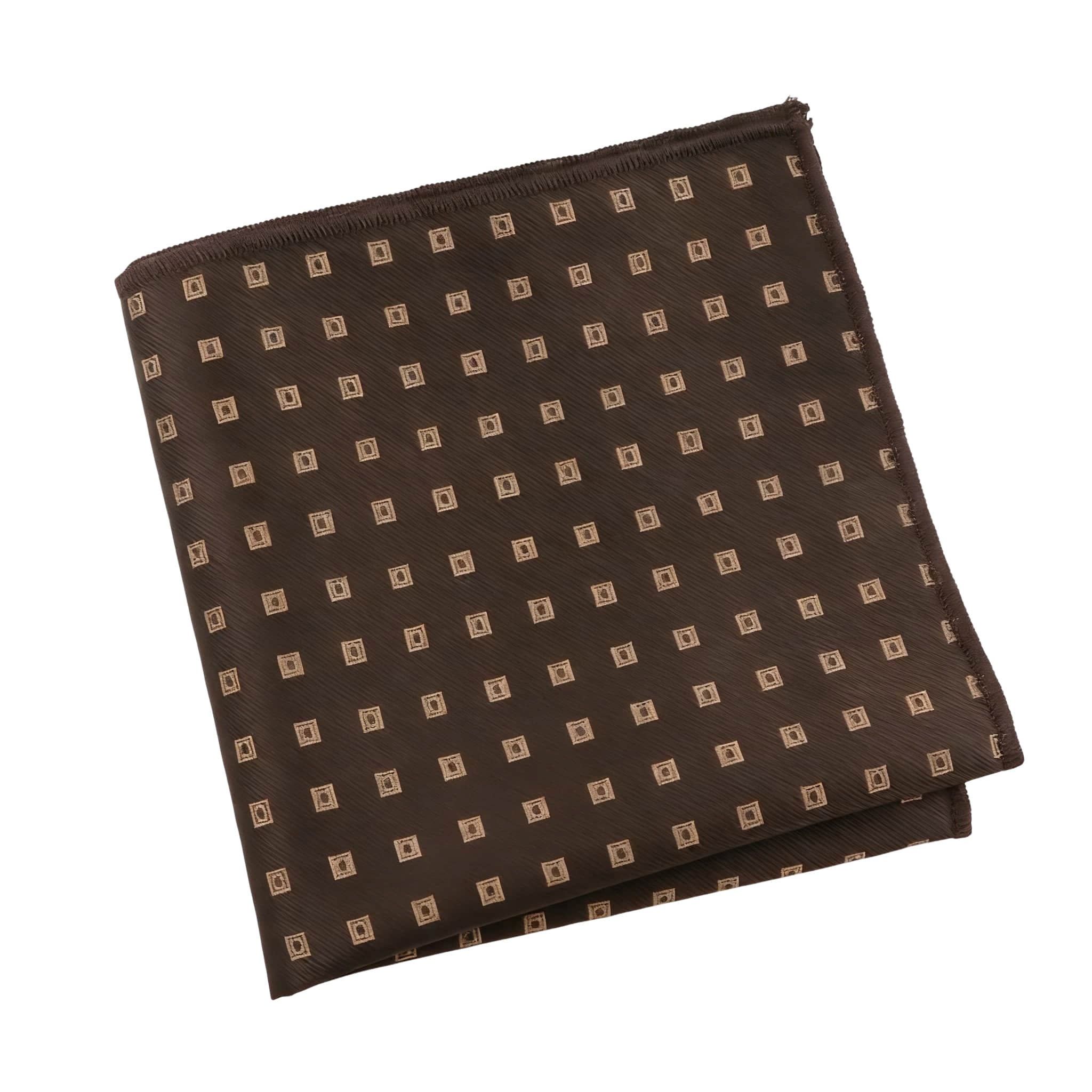 Dark Brown Beige Geometric Pocket Square
