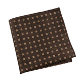 Dark Brown Beige Geometric Pocket Square