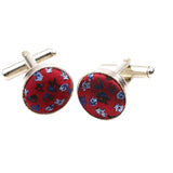 Red Blue Floral Cufflink