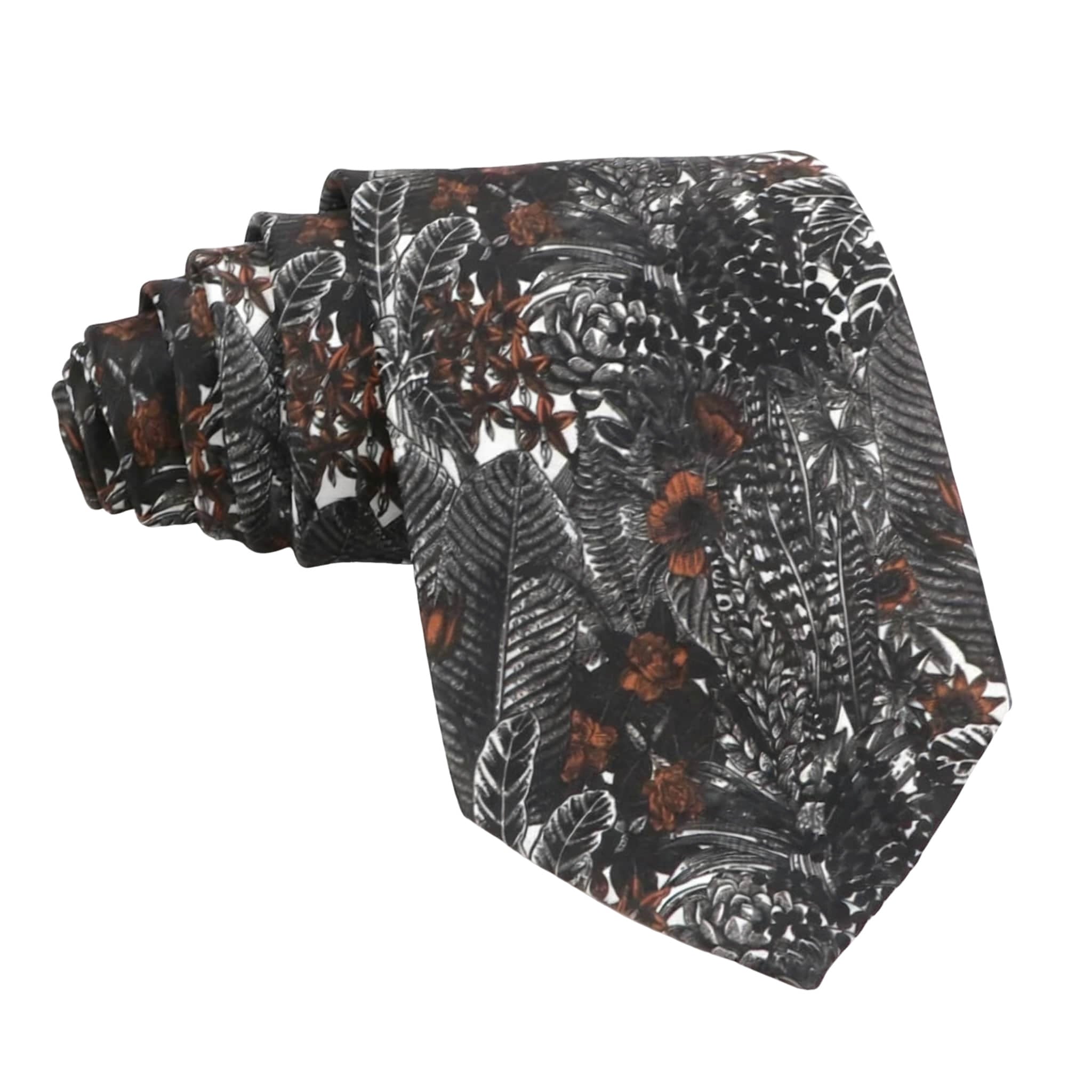 Black Brown Floral Necktie
