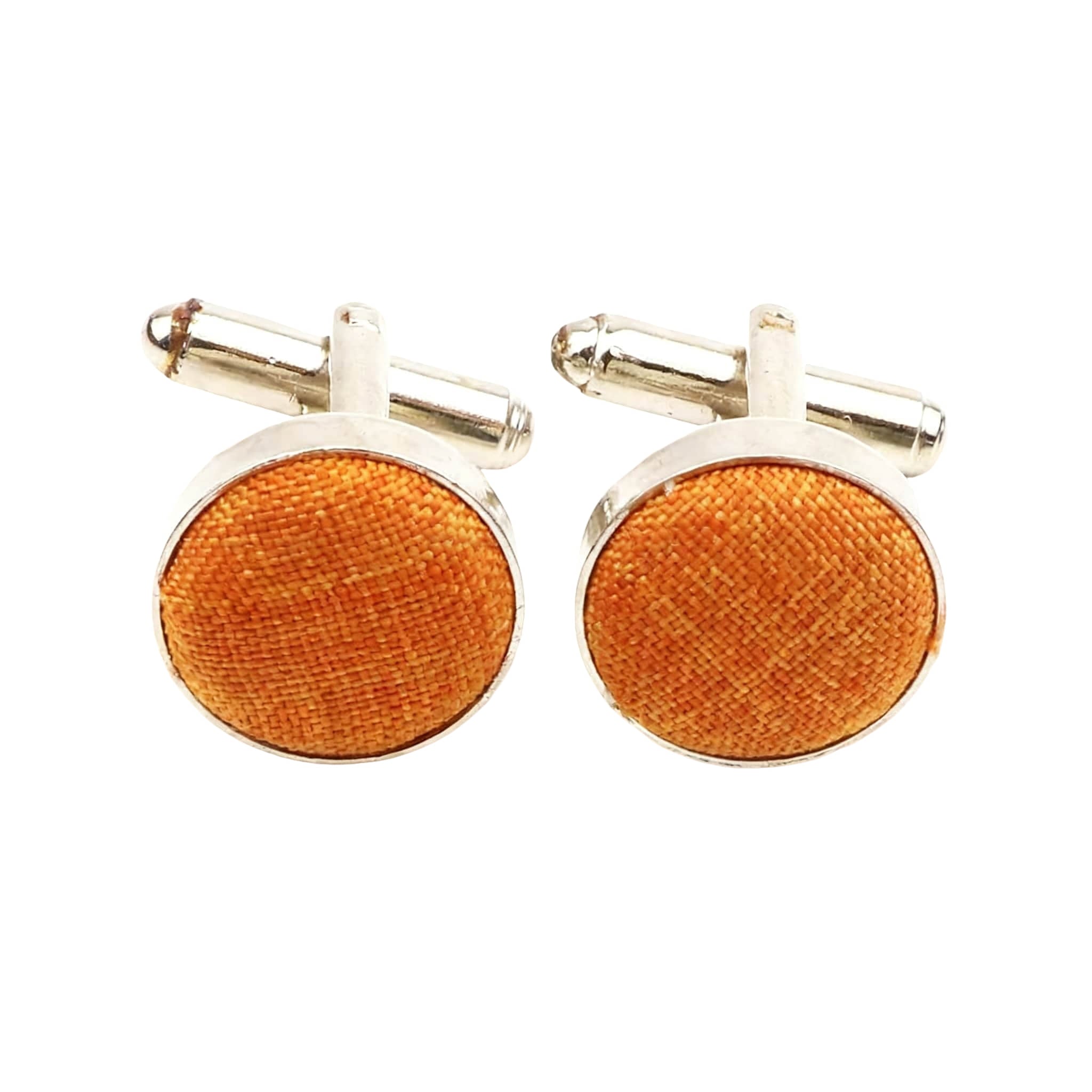 Silver Orange Solid Cufflink