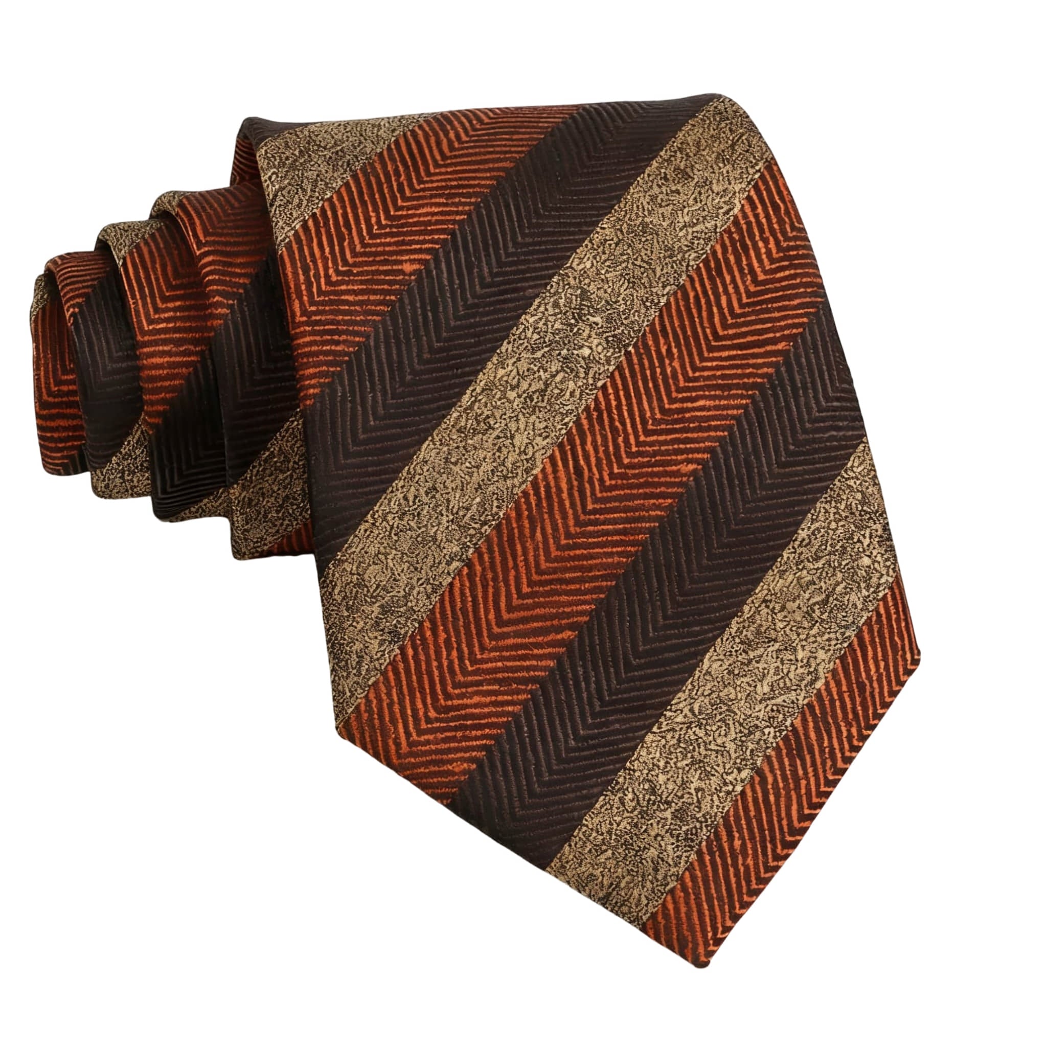Brown Orange Striped Necktie