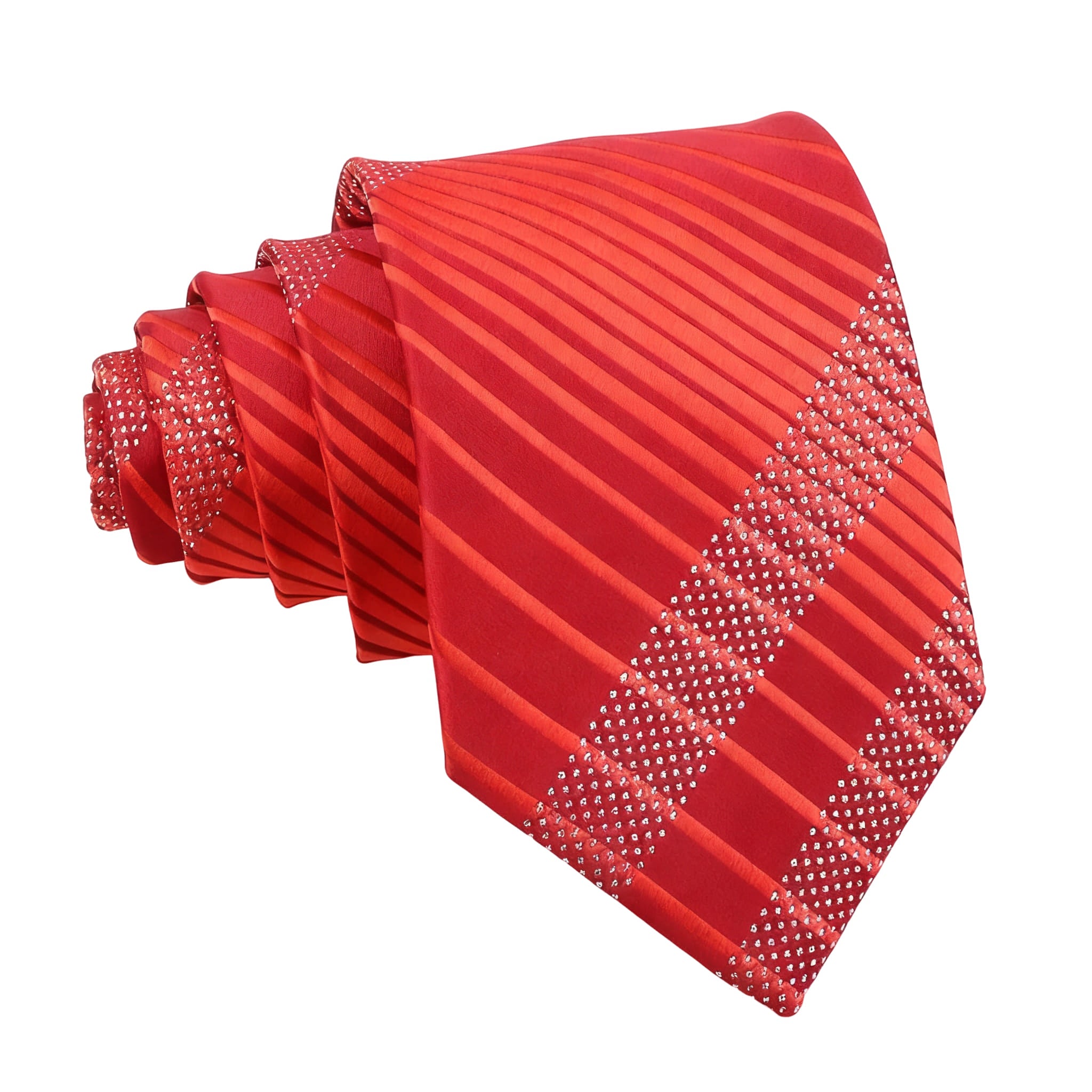 Red With White Dots & Stripes Necktie