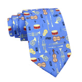 Blue With Yellow Musical Instruments Necktie