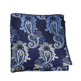 Navy Blue Yellow Paisley Pocket Square