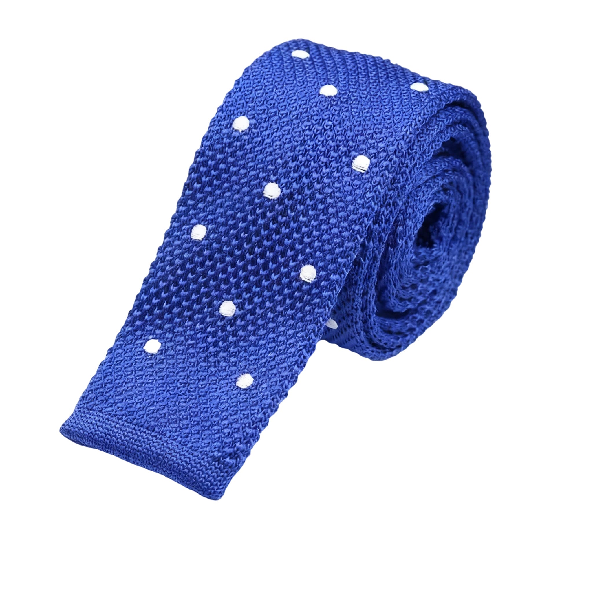 Blue White Dot Knitted Necktie