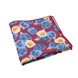 Burgundy Blue Floral Pocket Square