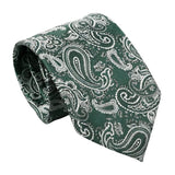 Green White Paisley Necktie