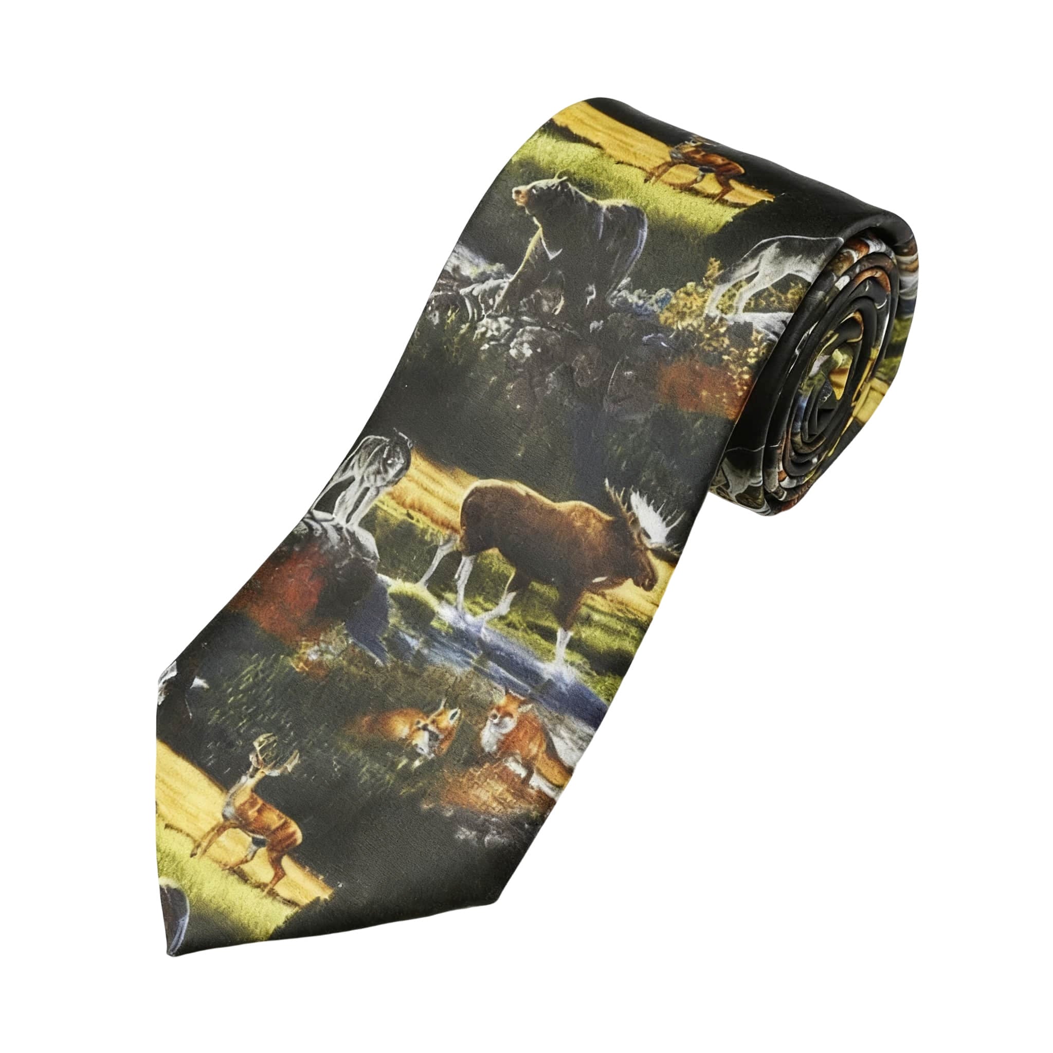 Black Multicolor Animal Necktie