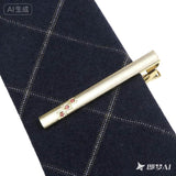 Gold Pink Rhinestone Tie Bar