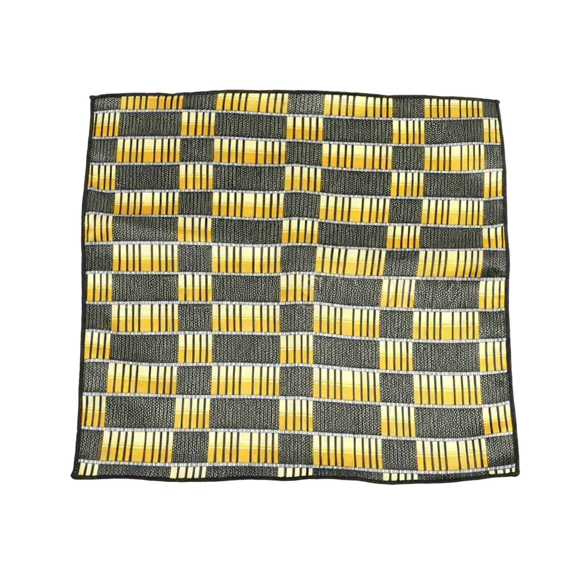 Black Yellow Geometric Pocket Square