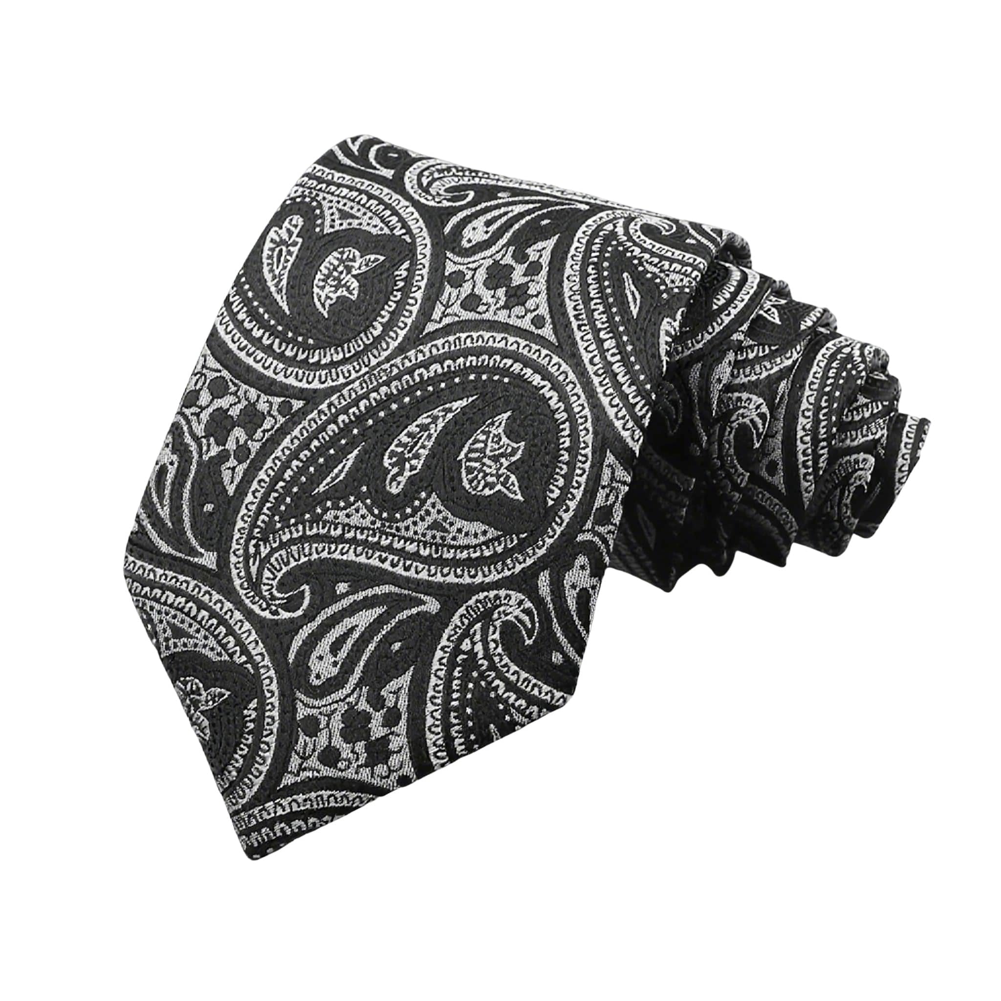 Black White Paisley Necktie