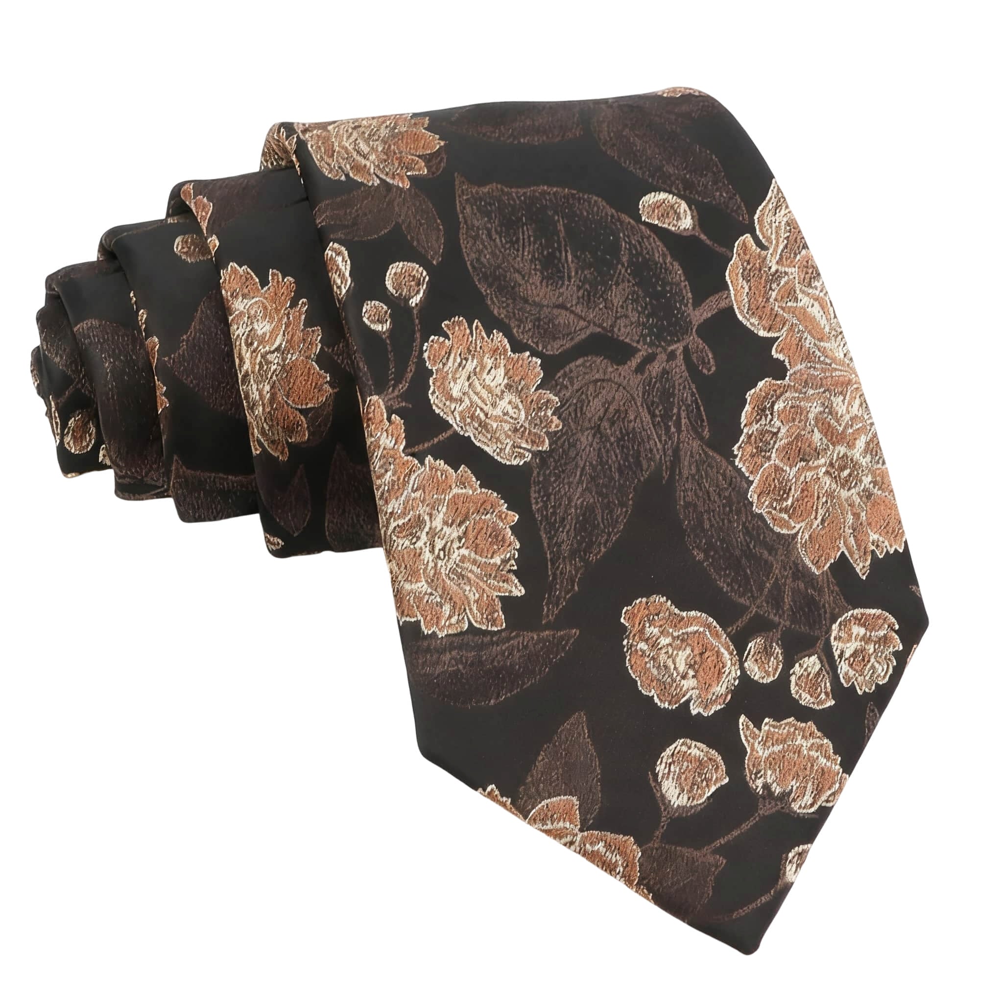Black Brown Floral Necktie