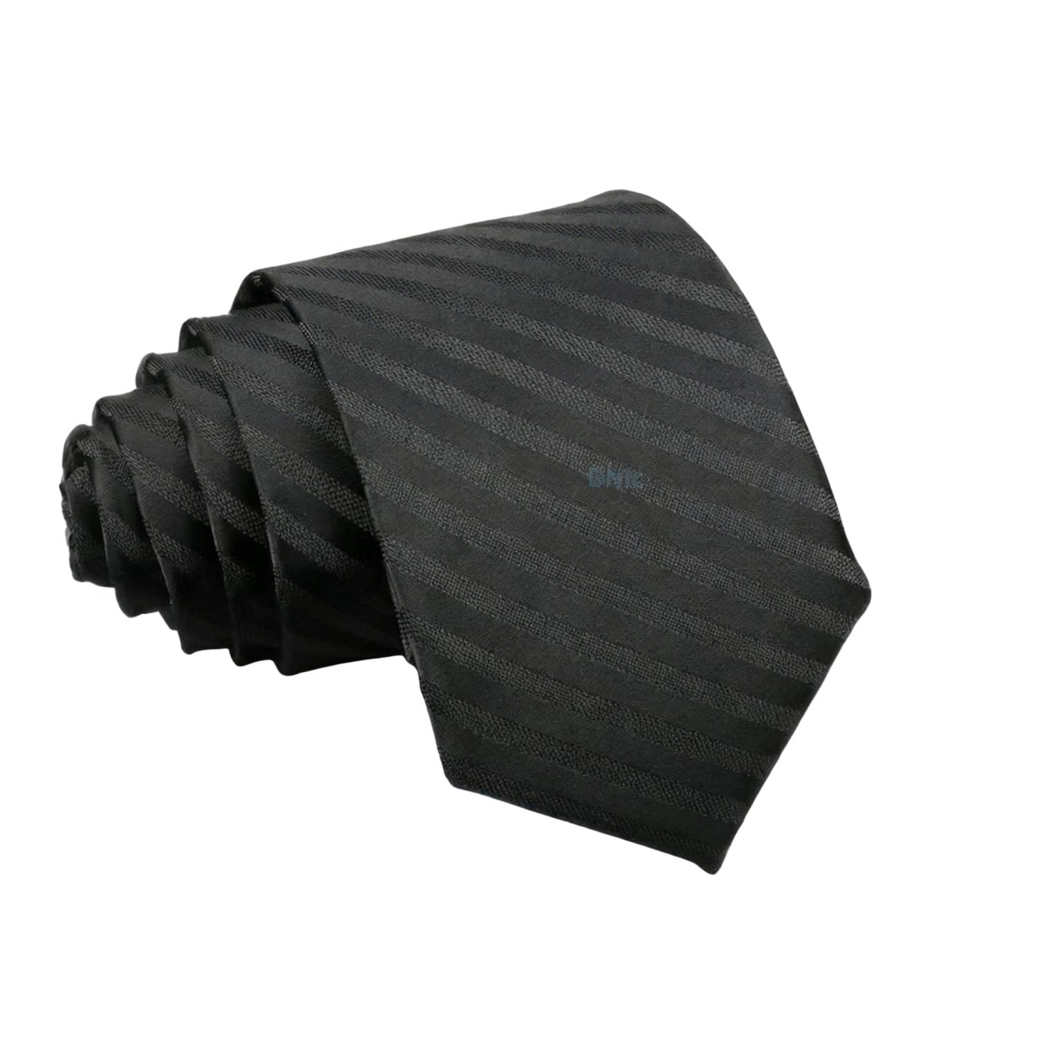 Black With Black Diagonal Stripes Necktie