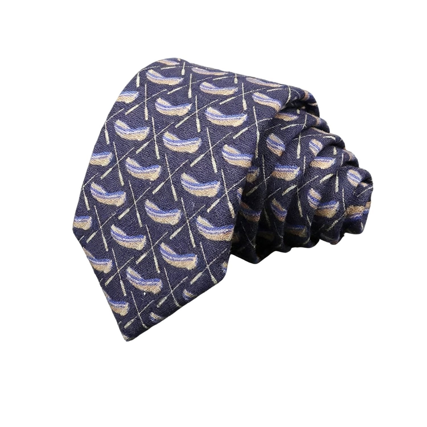 Navy Blue With White Horse & Red Shield Necktie