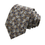 Brown White Floral Necktie