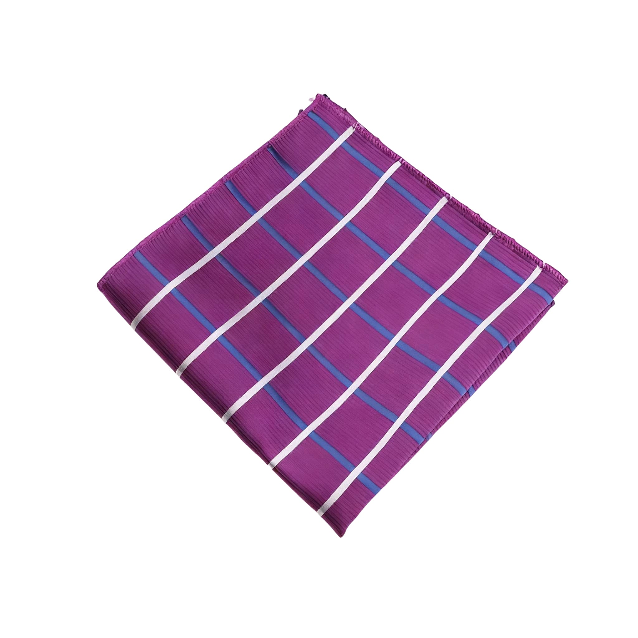 Purple White Plaid Pocket Square