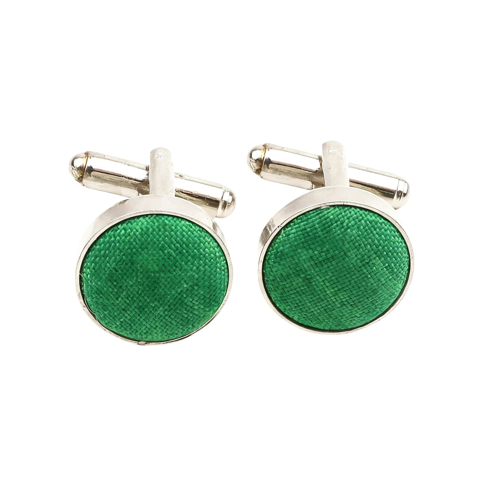 Silver Green Solid Cufflink
