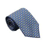 Dark Blue With Brown Floral Medallions Necktie