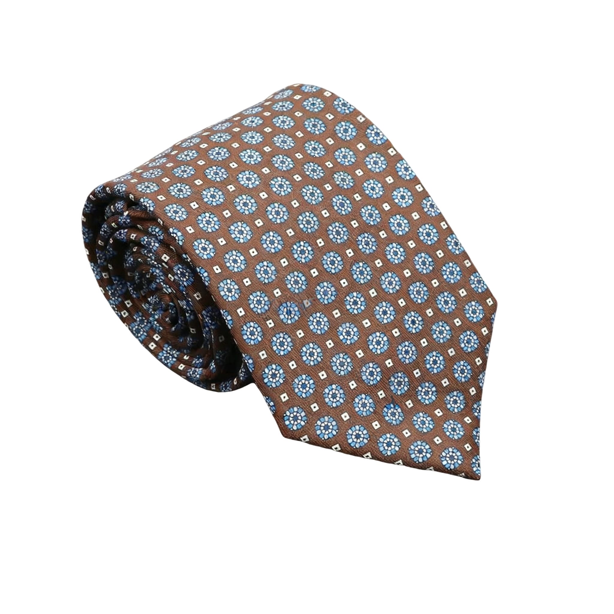 Brown Blue Floral Necktie