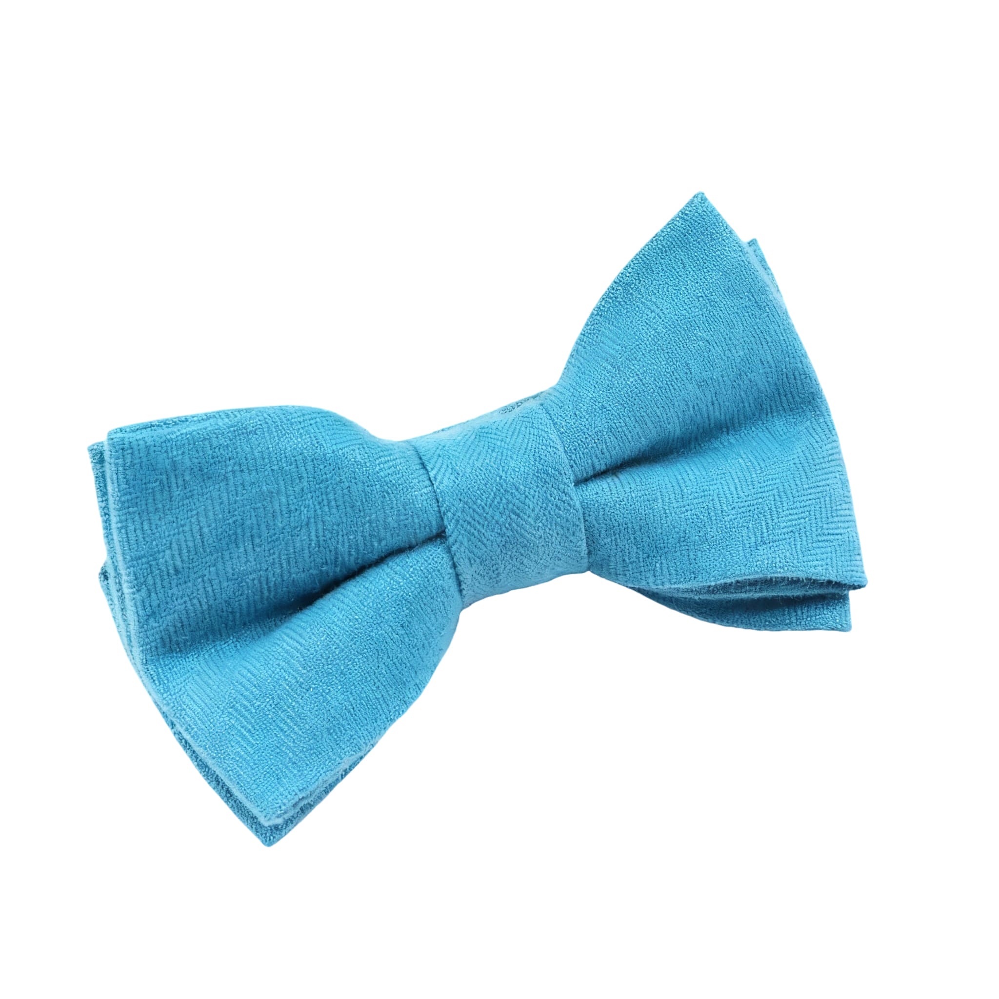 Teal Herringbone Bow Tie
