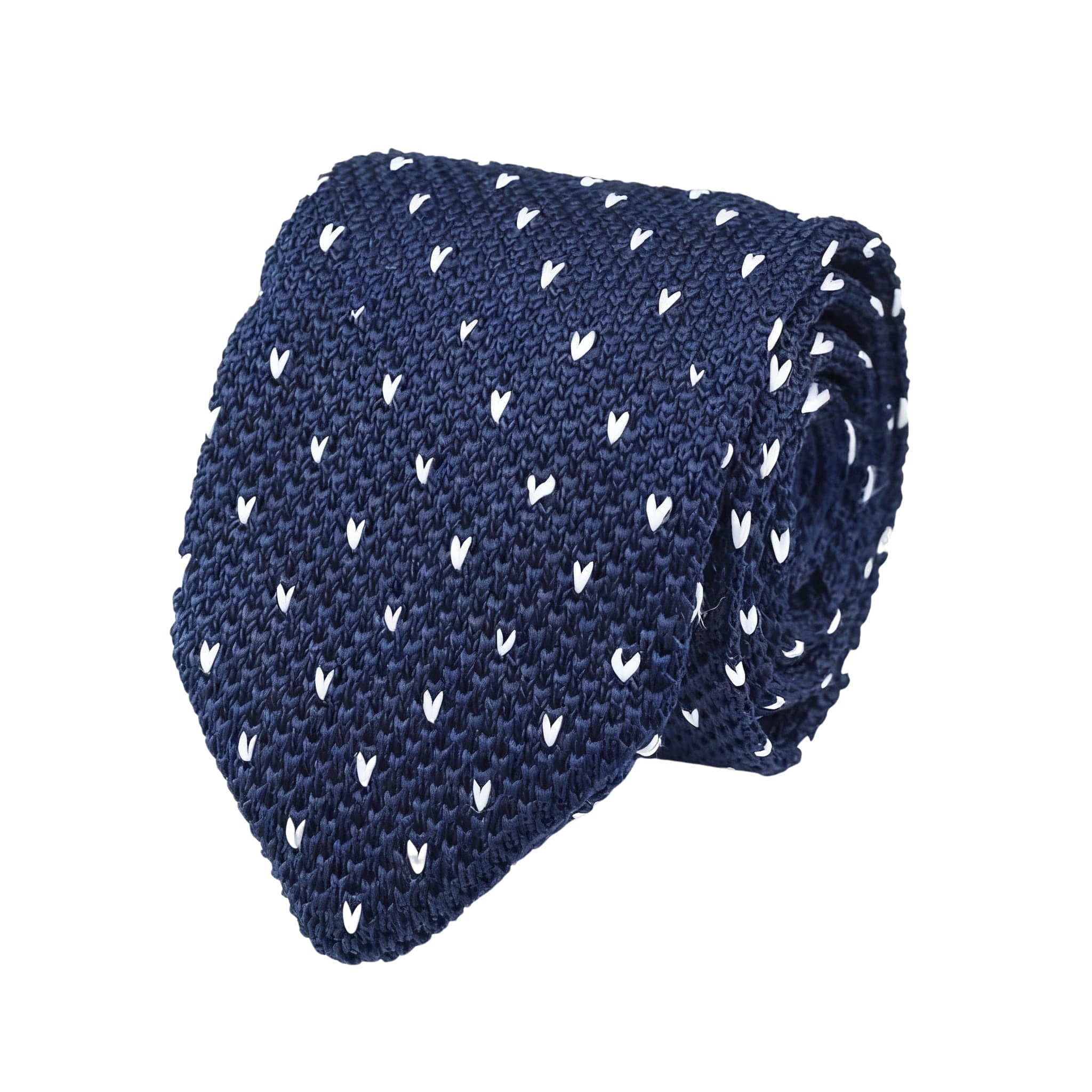 Navy White Dot Knitted Necktie