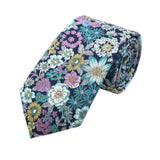 Navy Blue Turquoise Floral Necktie