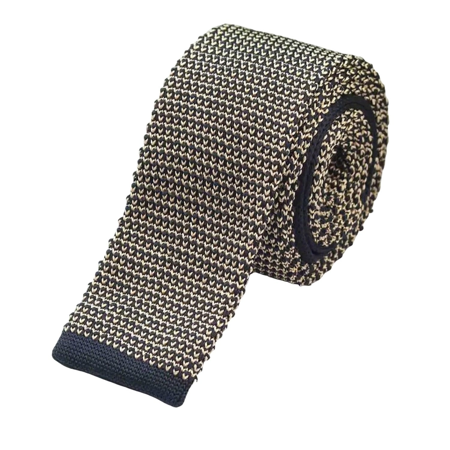 Black With Beige Geometric Necktie