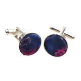 Navy Blue Pink Floral Cufflink