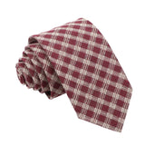 Burgundy White Plaid Necktie