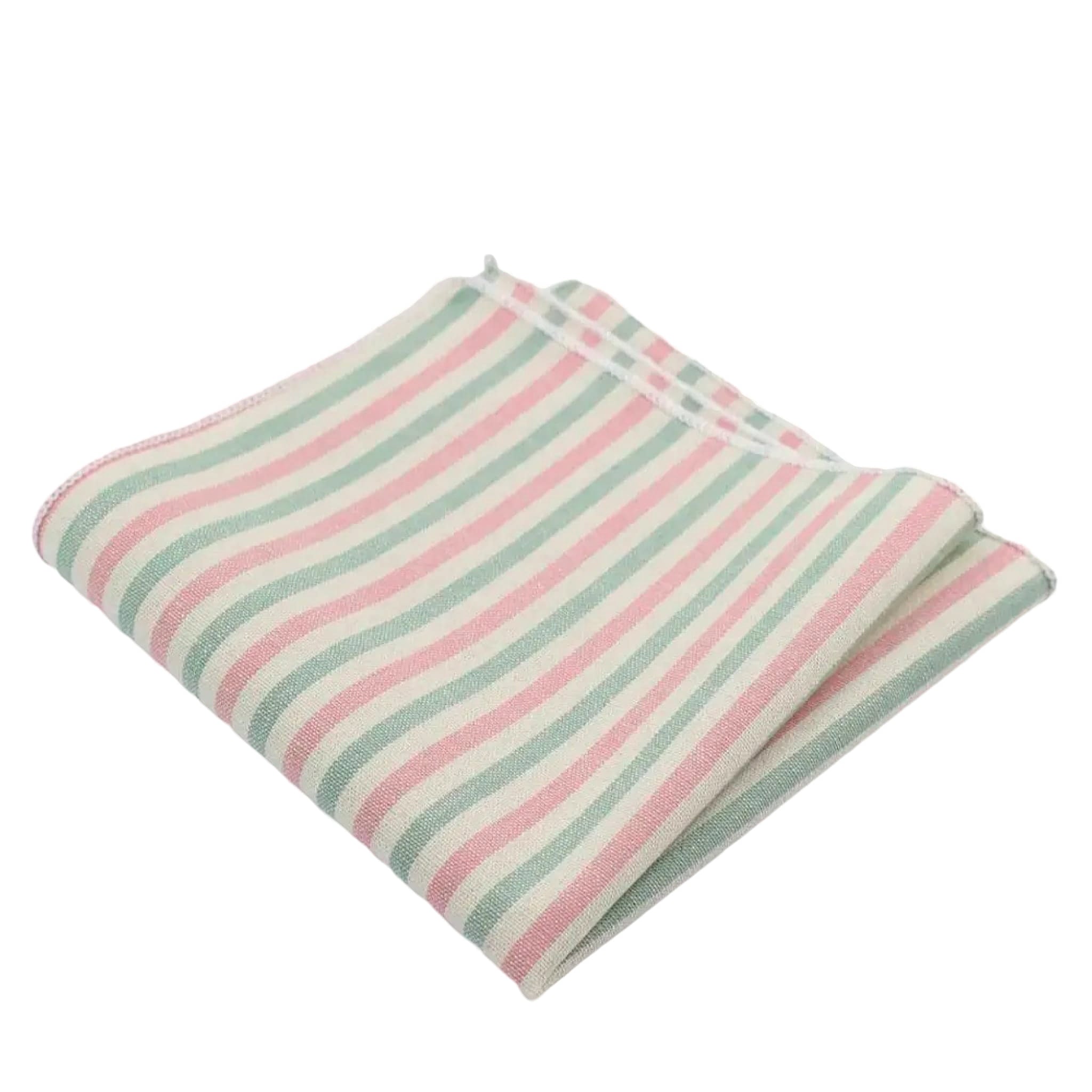 Beige Pink Striped Pocket Square