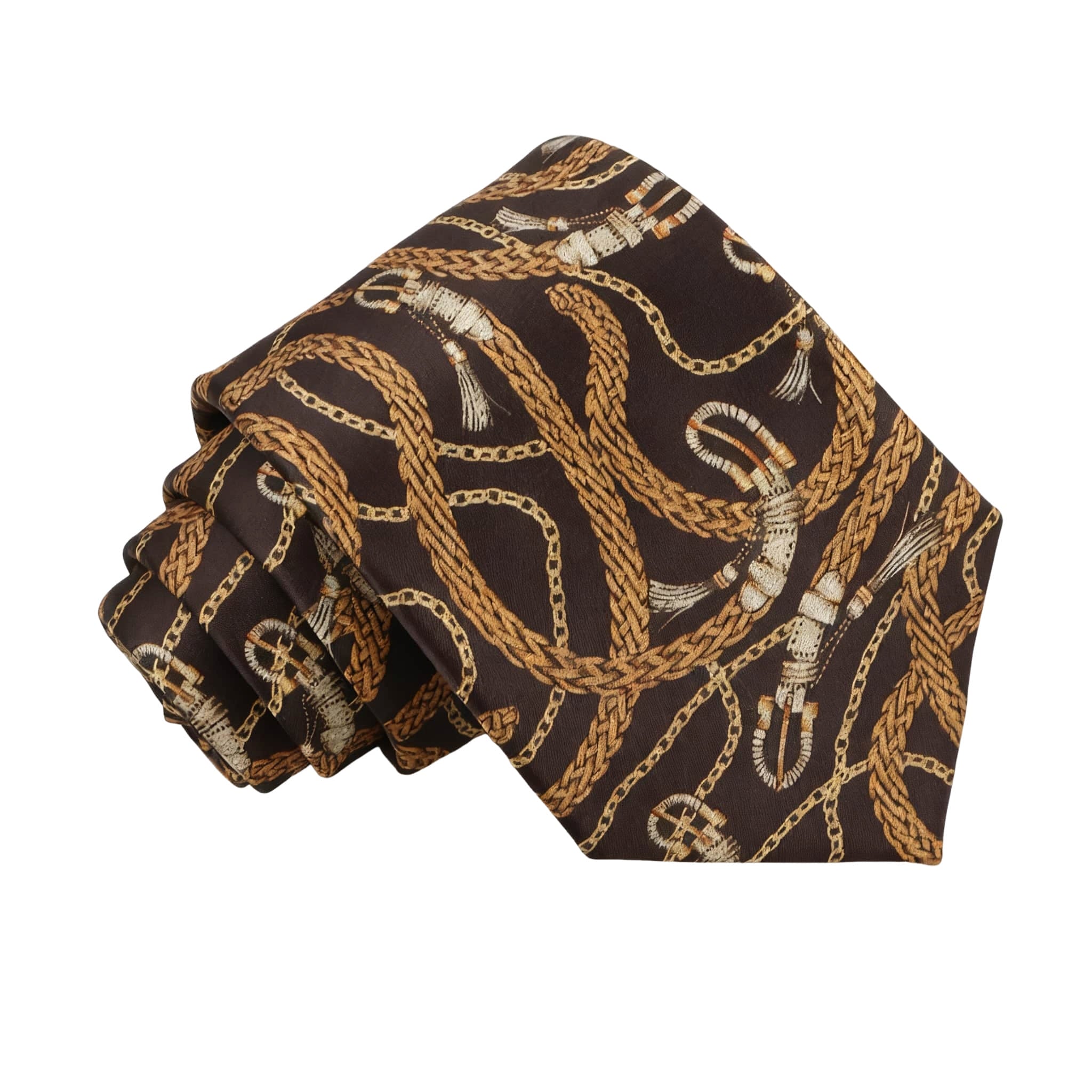 Brown Gold Chain Necktie