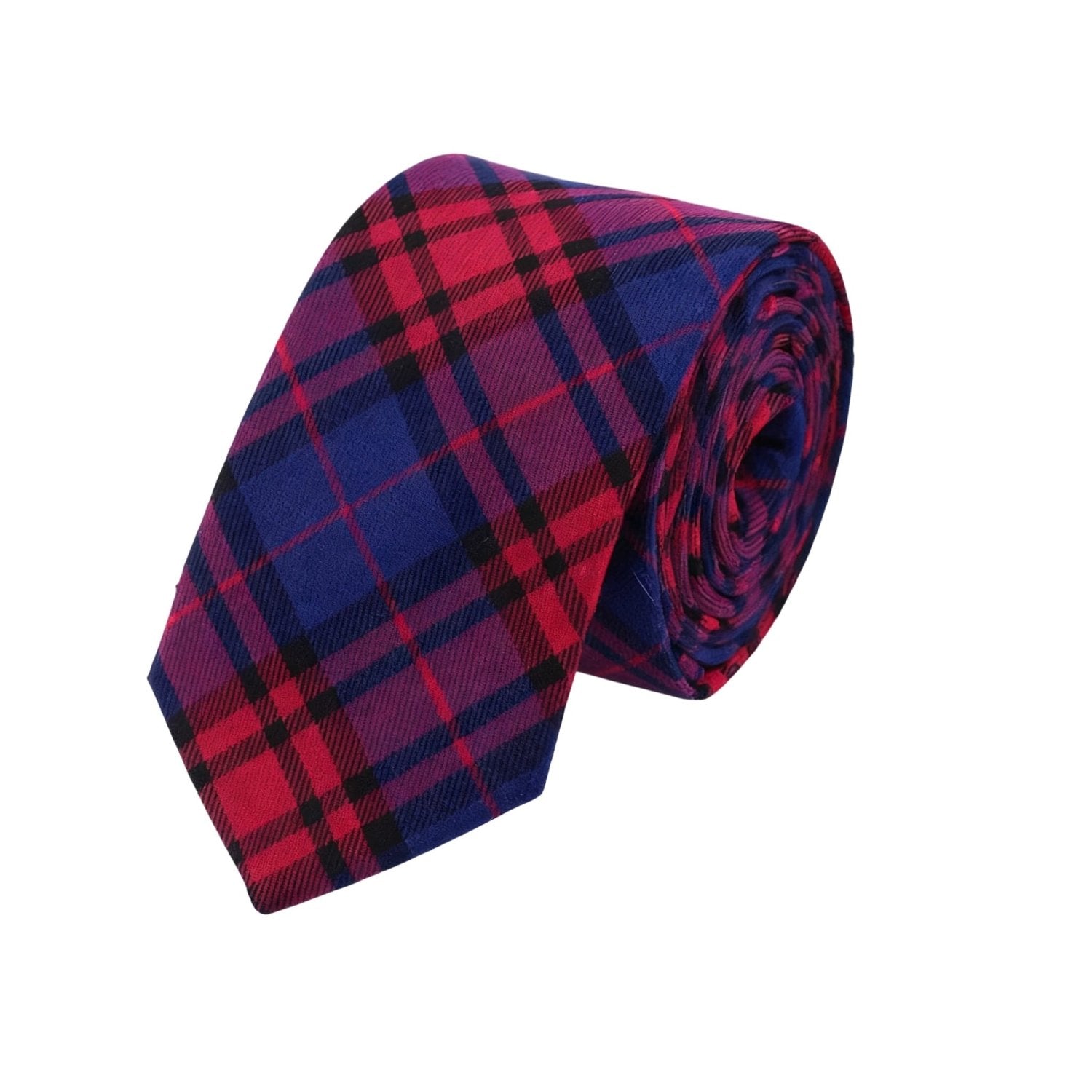 Purple With Red Blue Black Plaid Necktie