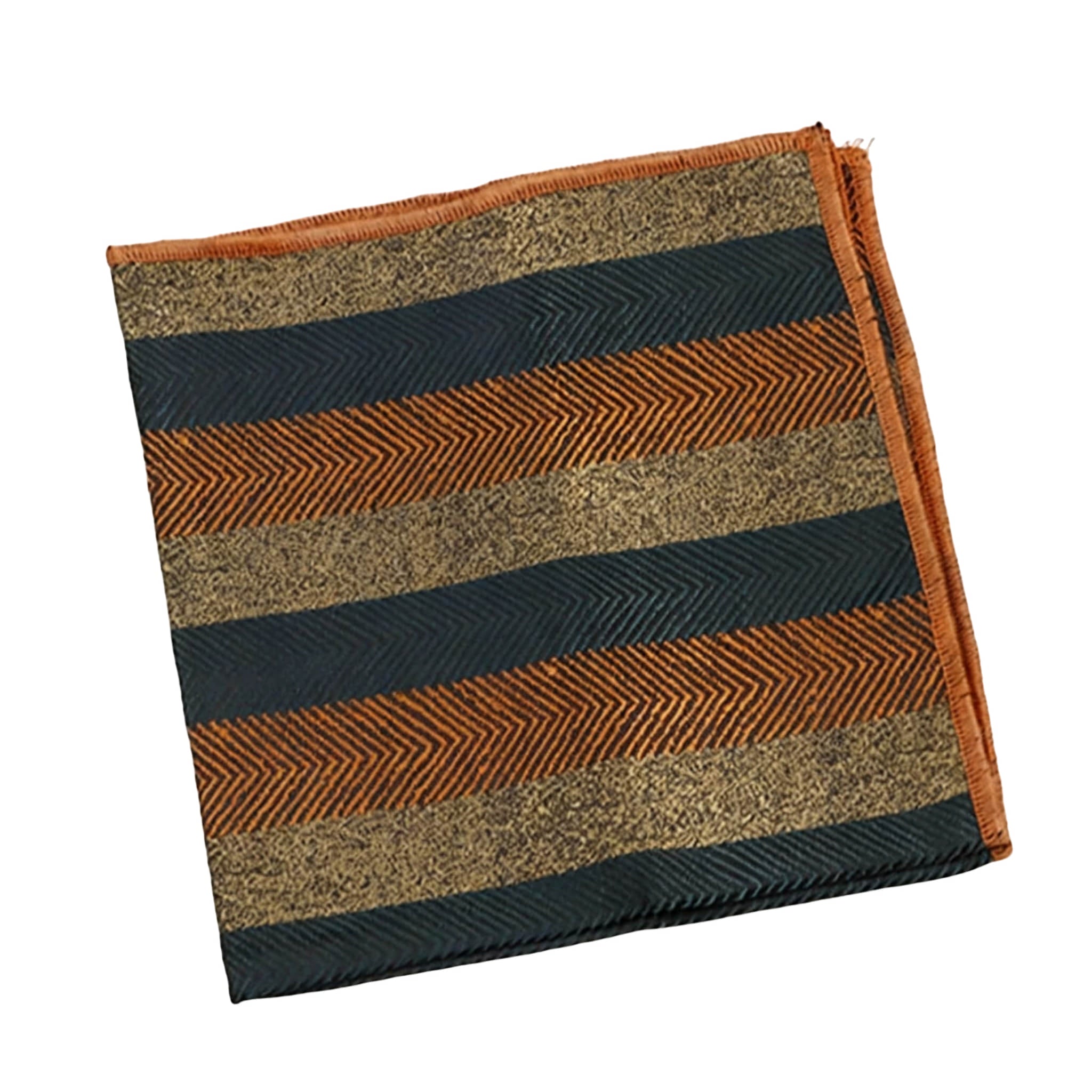 Navy Orange Striped Pocket Square