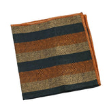 Navy Orange Striped Pocket Square