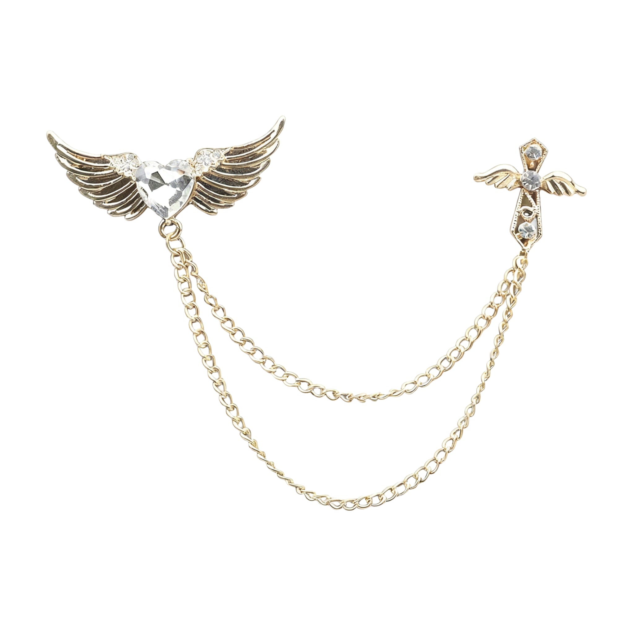 Gold White Heart Lapel Pin