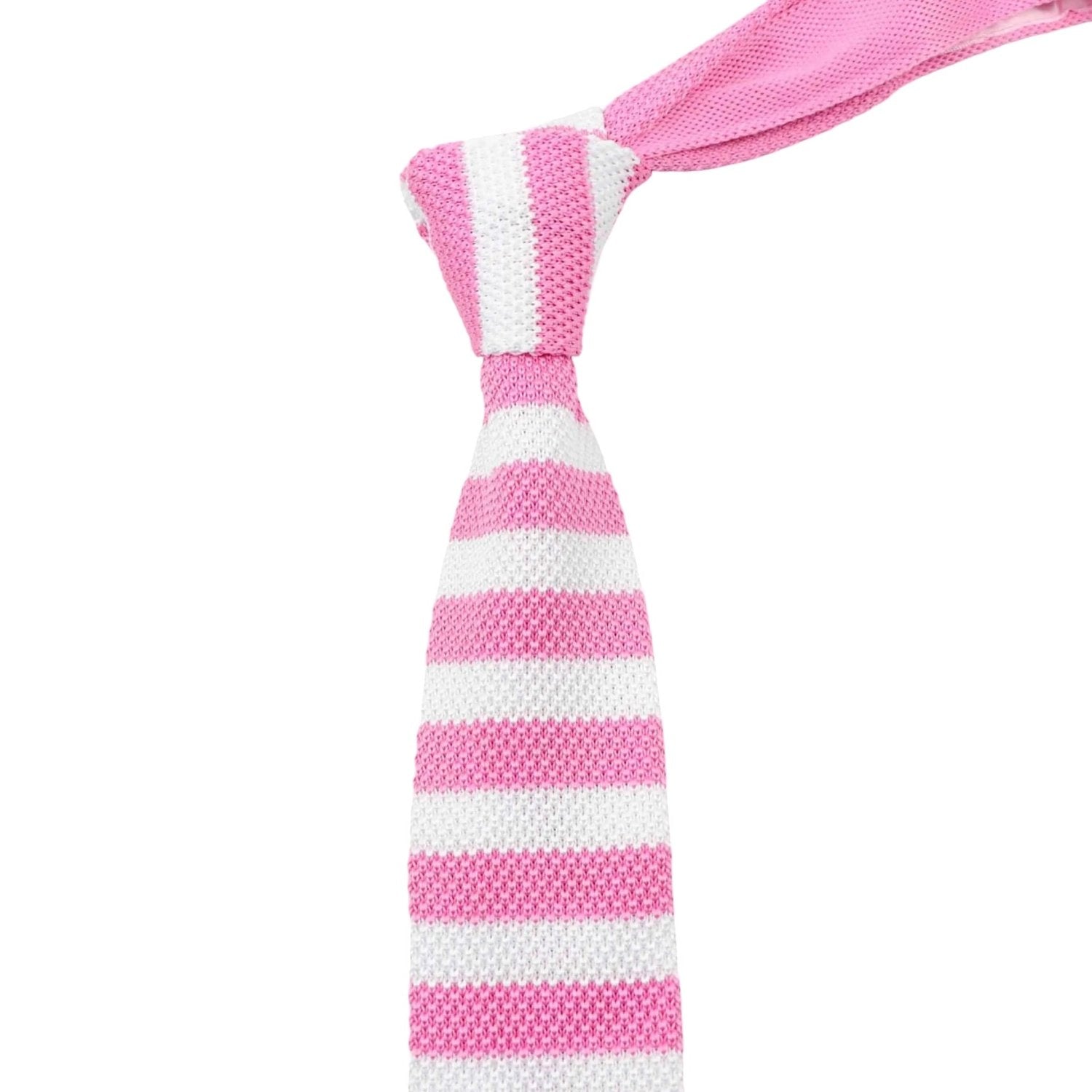 Pink With White Striped Necktie
