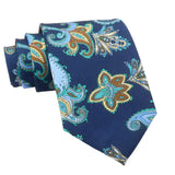Navy Blue Brown Paisley Necktie