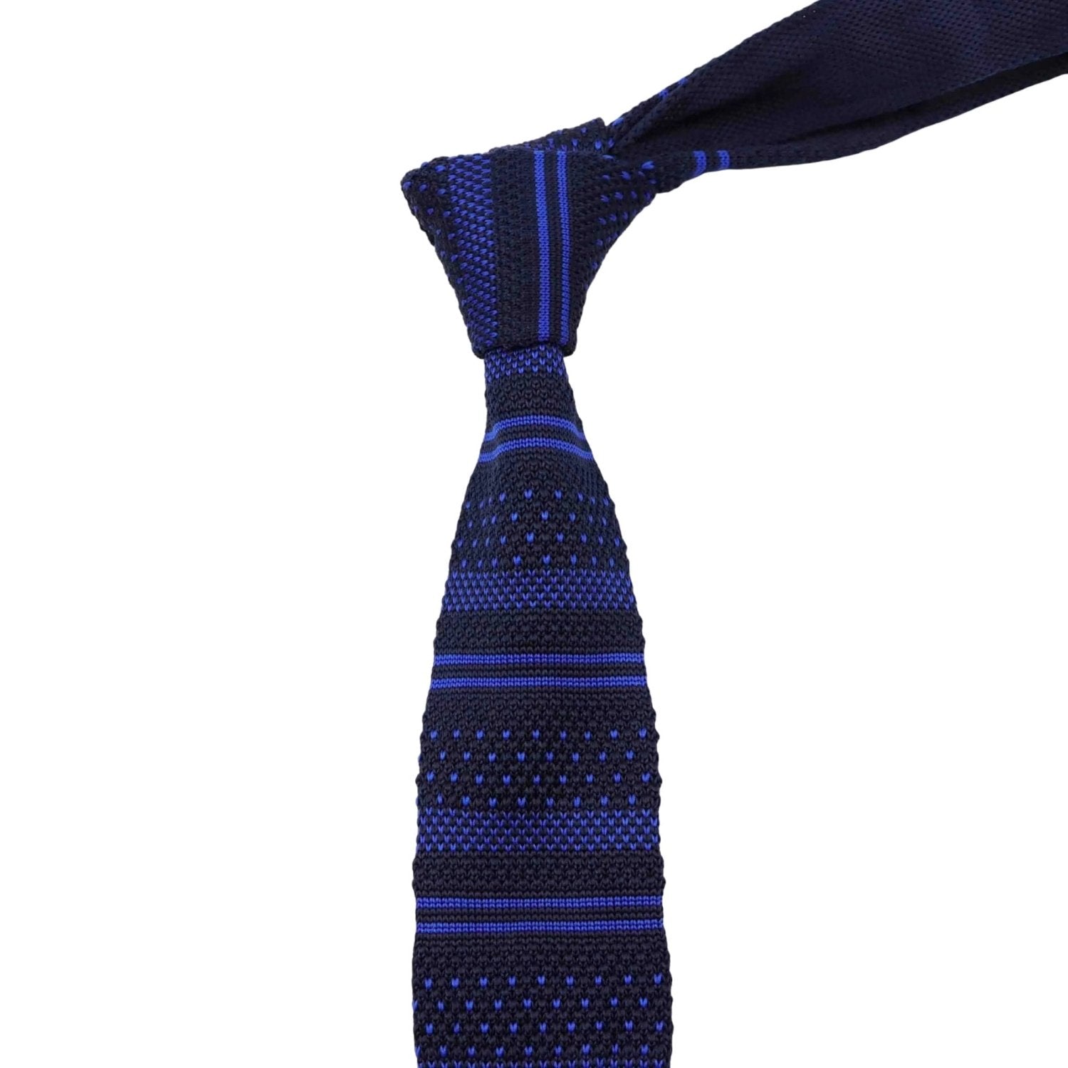 Navy Blue With Blue Striped And Dotted Necktie