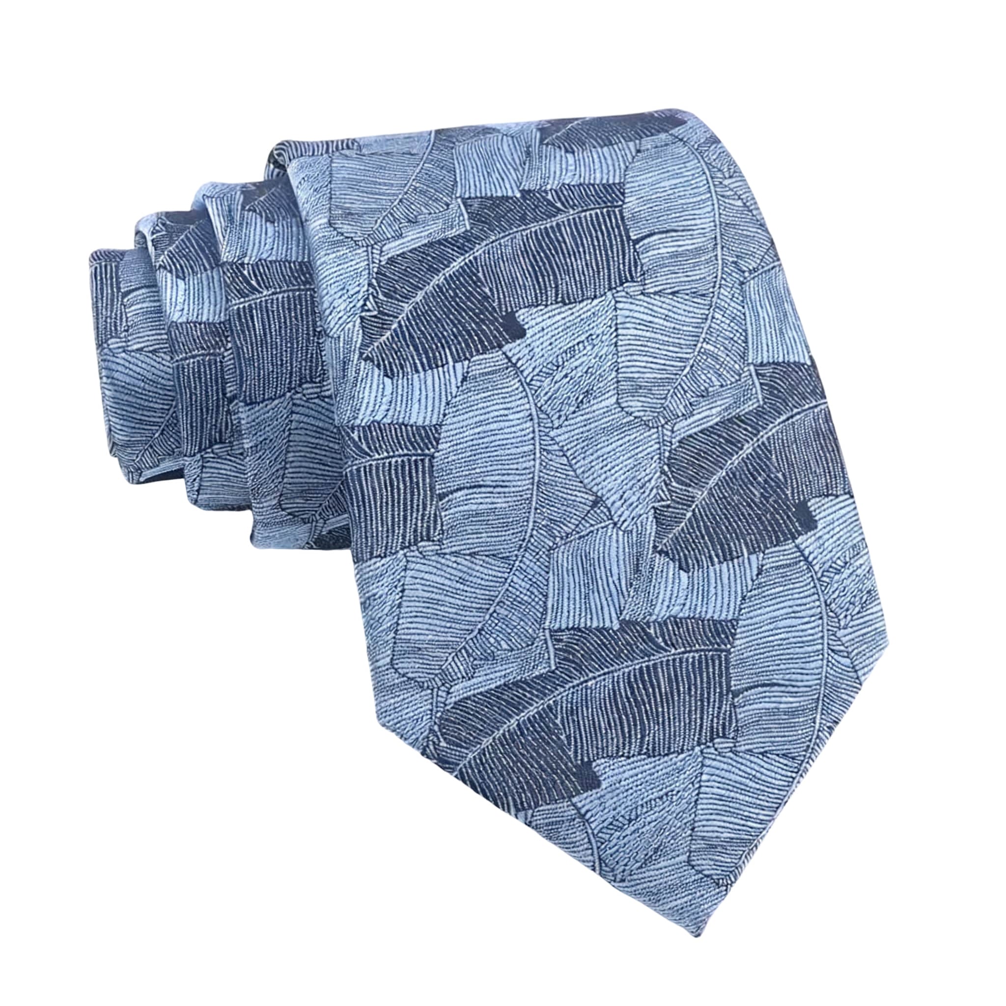 Blue Navy Leaves Necktie