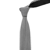Black White Striped Knitted Tie
