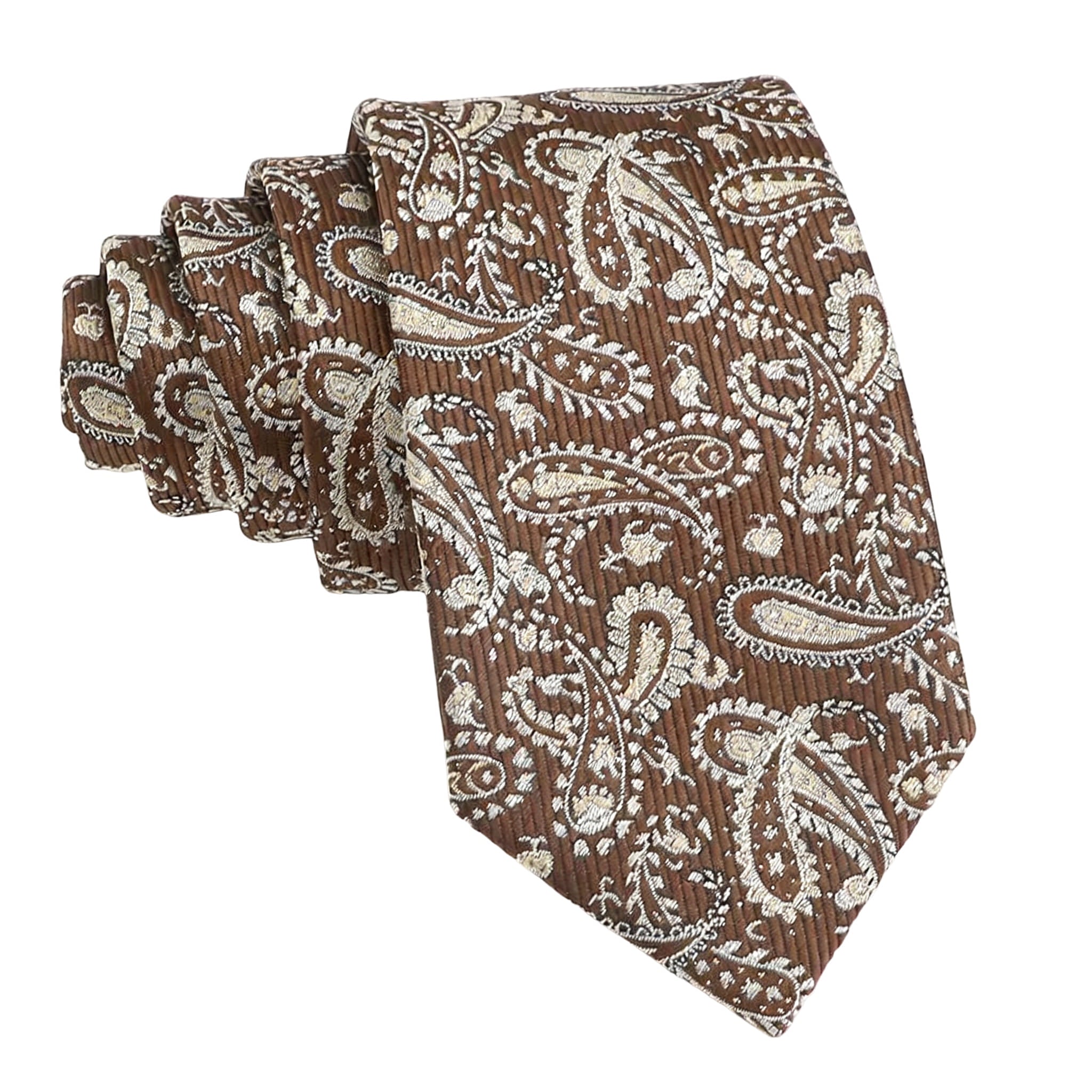 Brown Beige Paisley Necktie