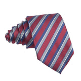 Red With Blue Silver Stripe Necktie