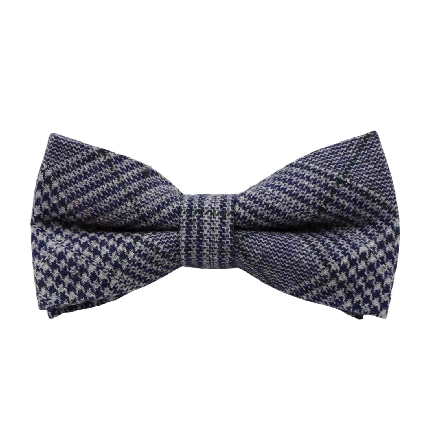 Blue With White Houndstooth Bowtie