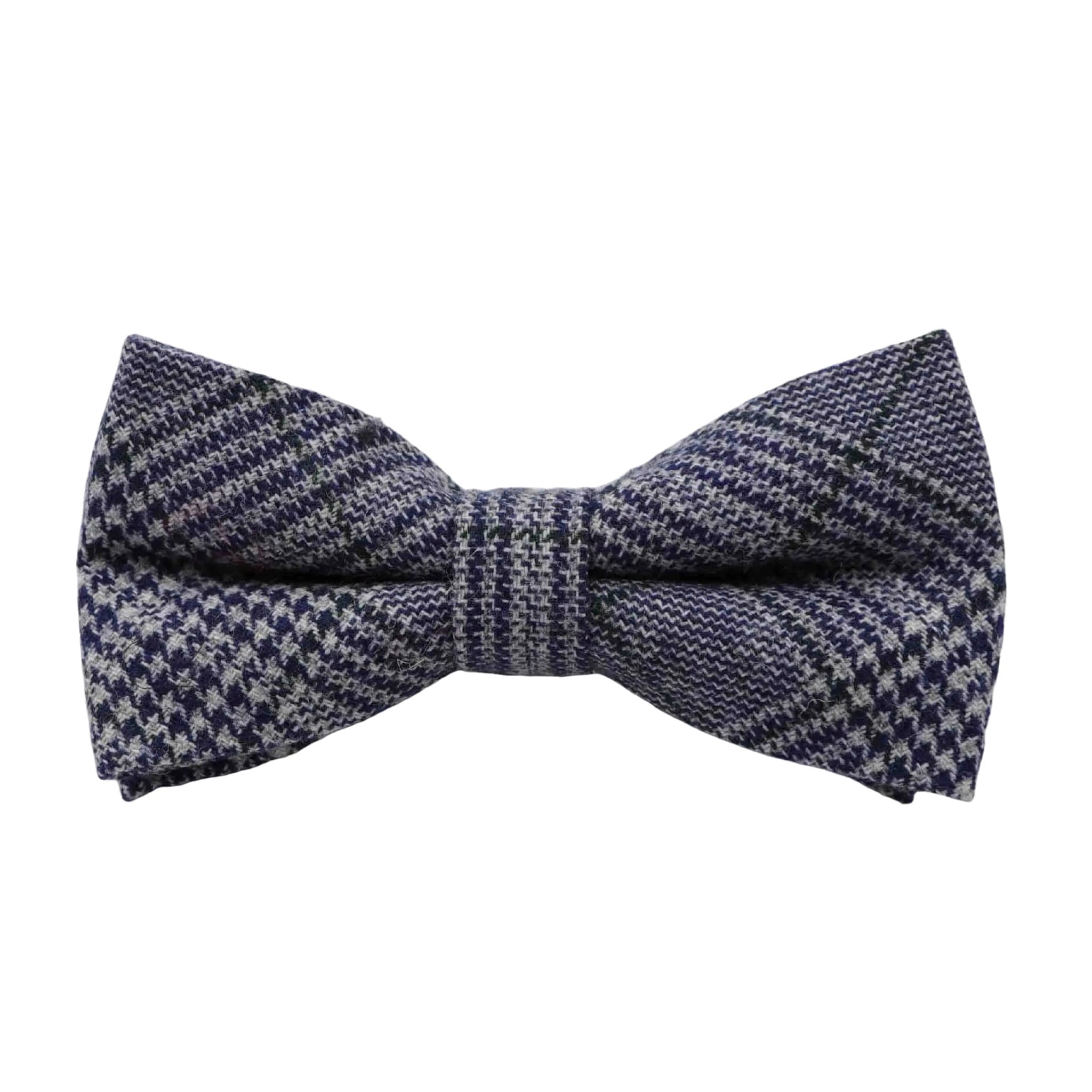 Purple Gray Plaid Bow Tie