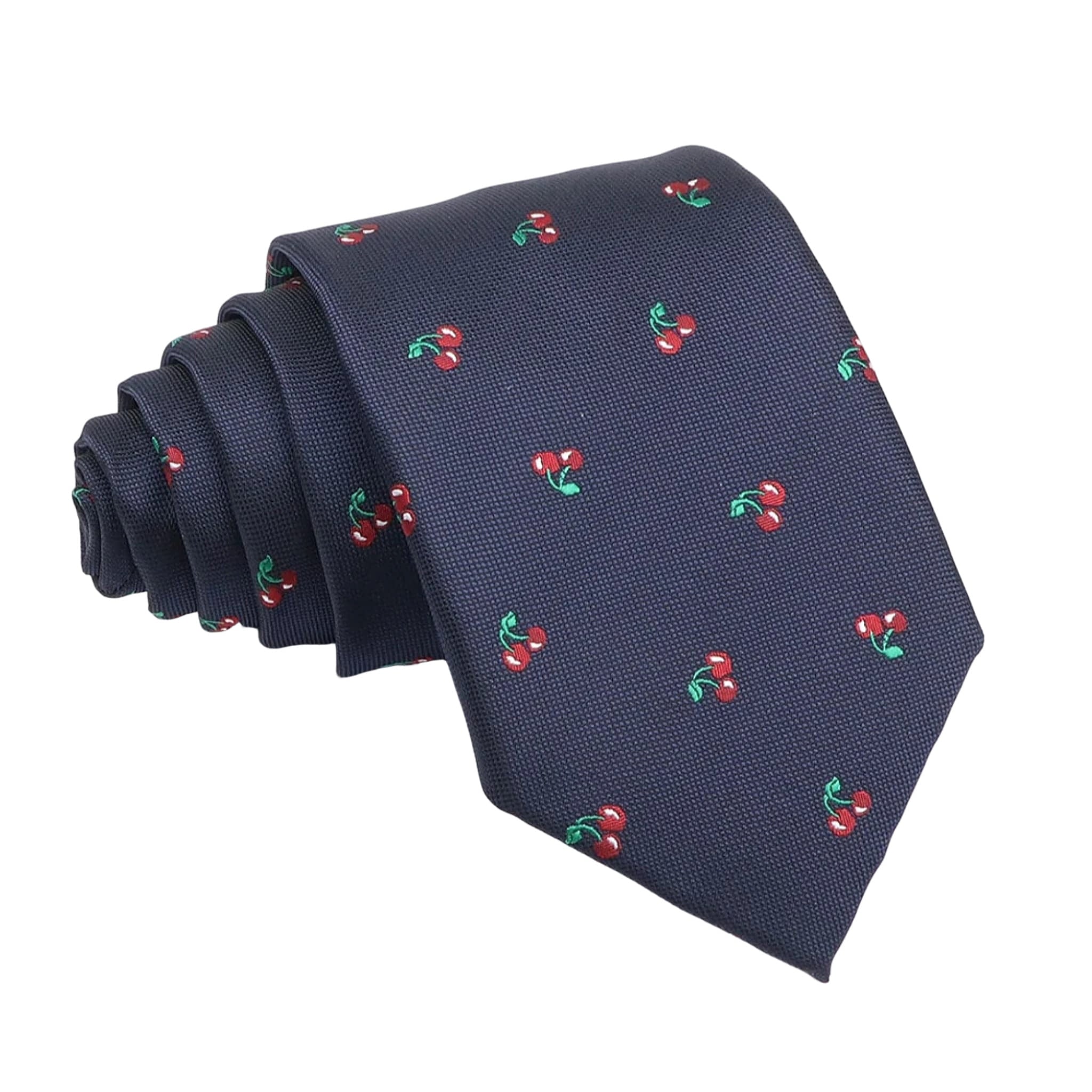 Navy Blue Red Cherry Necktie