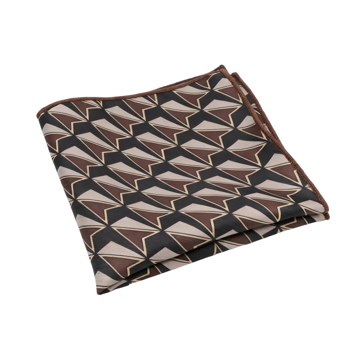 Black with Brown Geometric Triangle Pocket Square