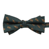 Dark Green Gold Feather Bowtie